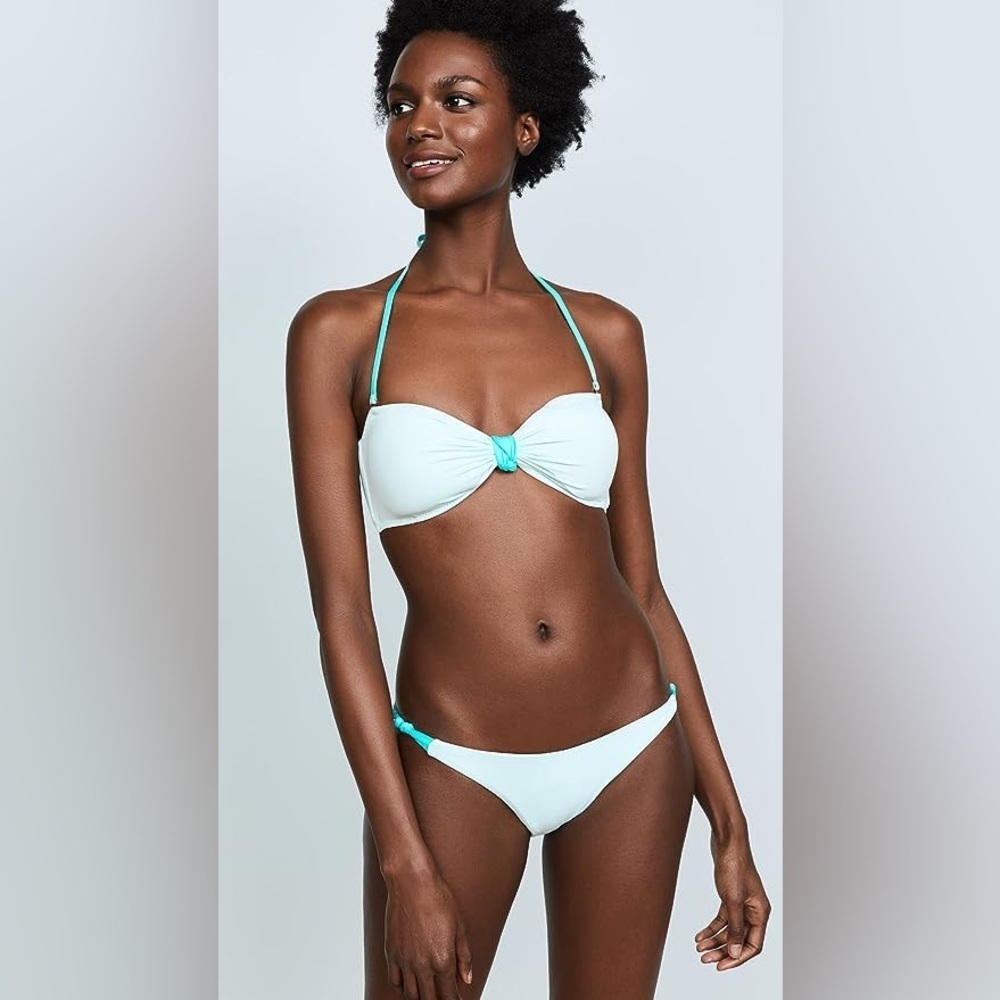 NWT Eberjey Womens So Solid Perry Bikini Bottoms  / Glacier Pool Blue  Size S